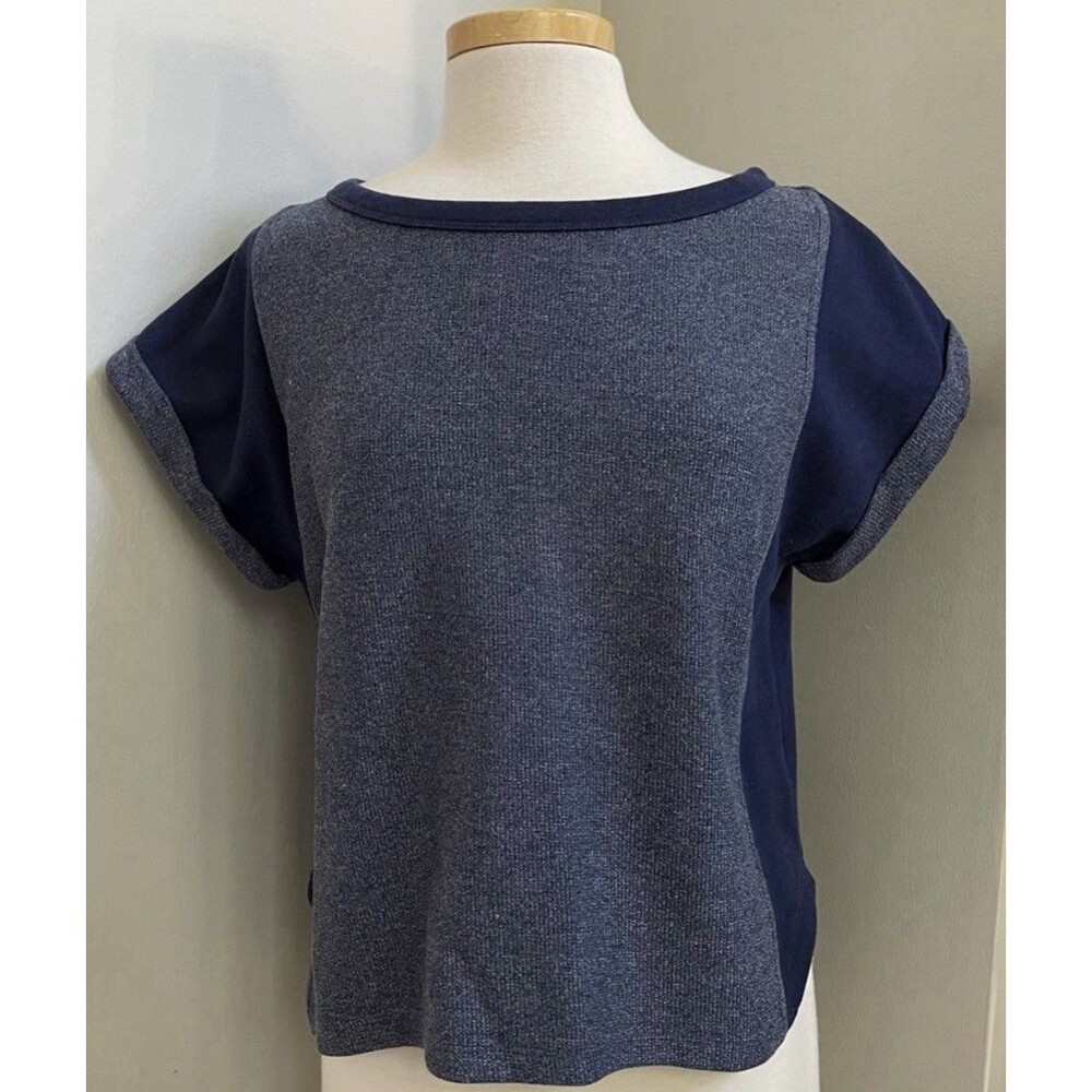 Banana Republic Short Sleeve Tow-Tone Mixed Media Top